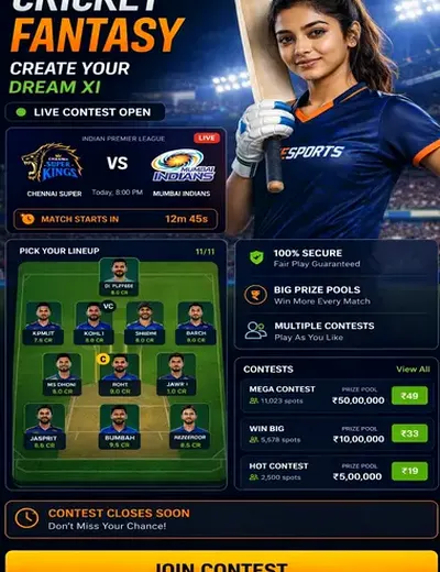 Lucky77 (lucky 77) fantasy cricket & matchday visual 3